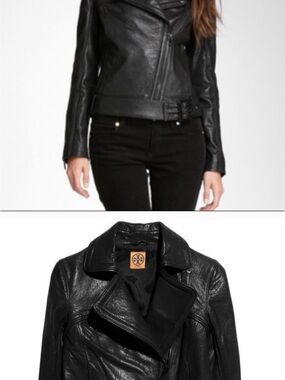 Tory Burch Black Leather Asymmetrical Moto Jacket